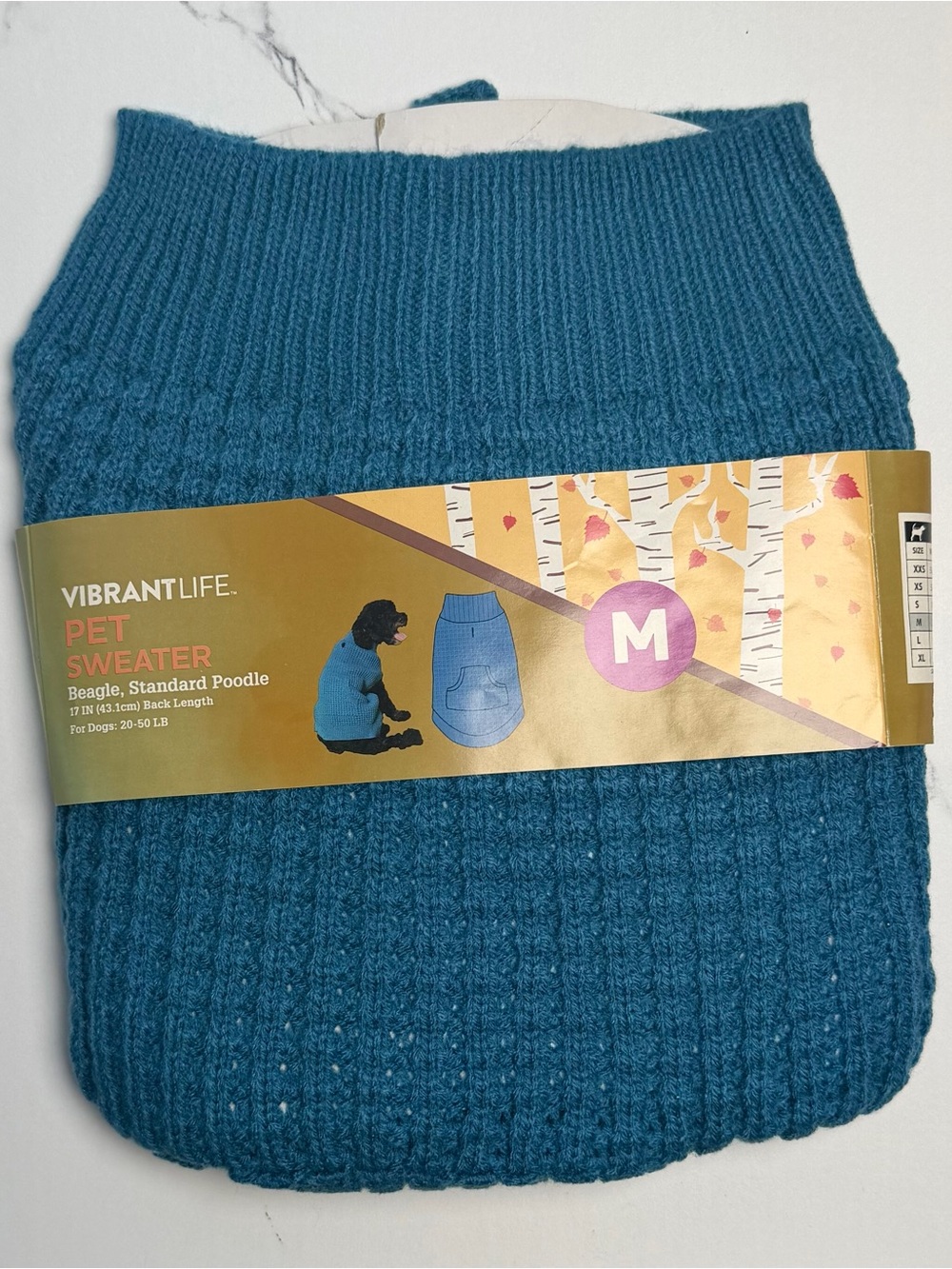 Vibrant Life Teal Knit Dog Sweater - Medium